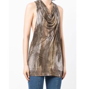 𝅺Helmut Lang Abstract Print Modal Cowl Neck Racerback Tank Top Size S
